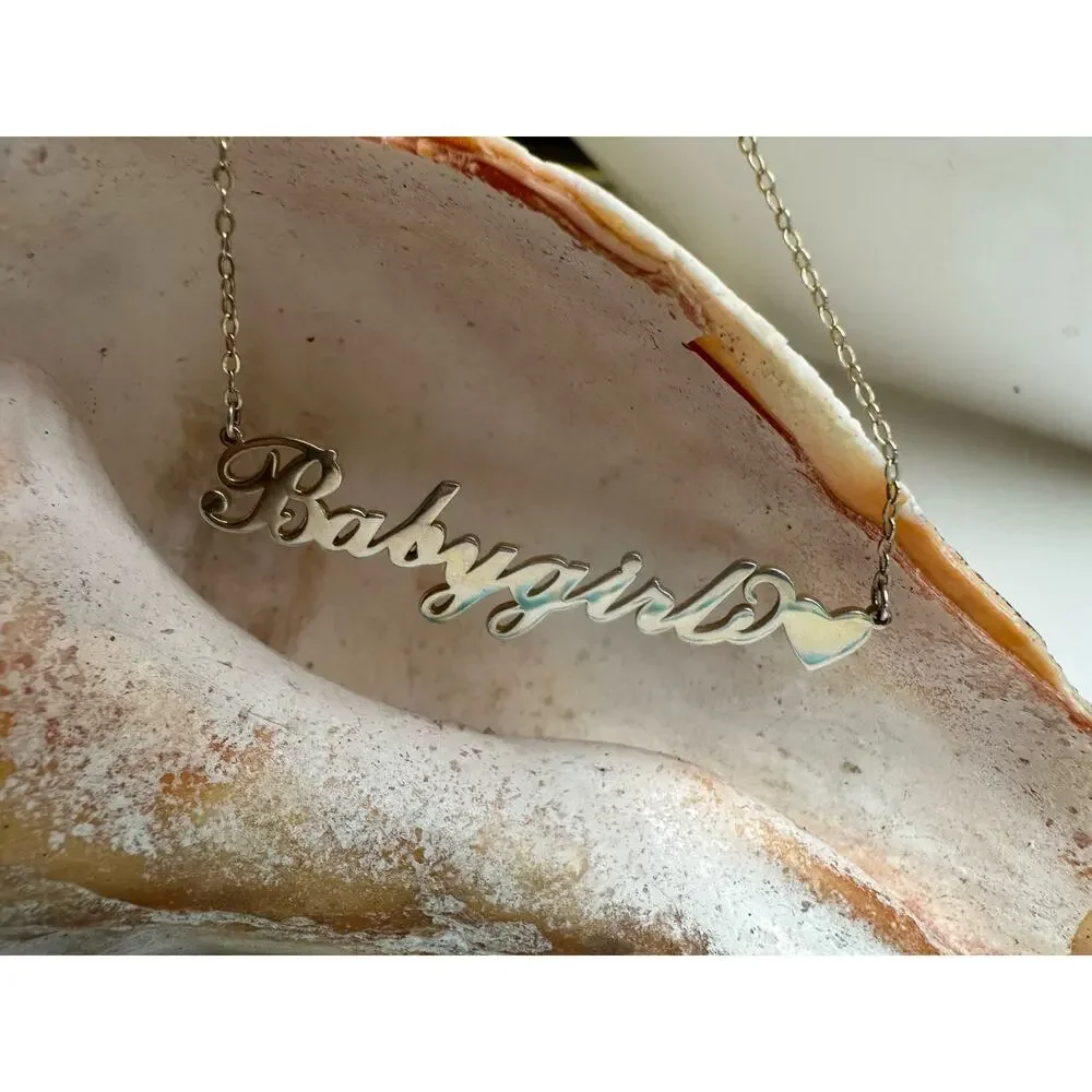 Gold Plated Babygirl Pendant and Necklace Sterling 925 Pendant + 16-20